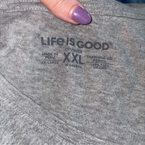 Life is Good Peace Love Dogs Crusher V-Neck Graphic Tee Gray Women’s XXL - Picture 5 of 5